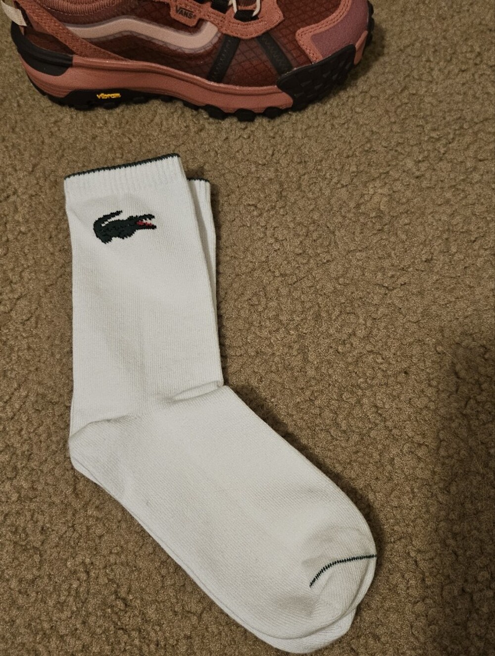 Lacoste White Crew Socks with Crocodile Logo